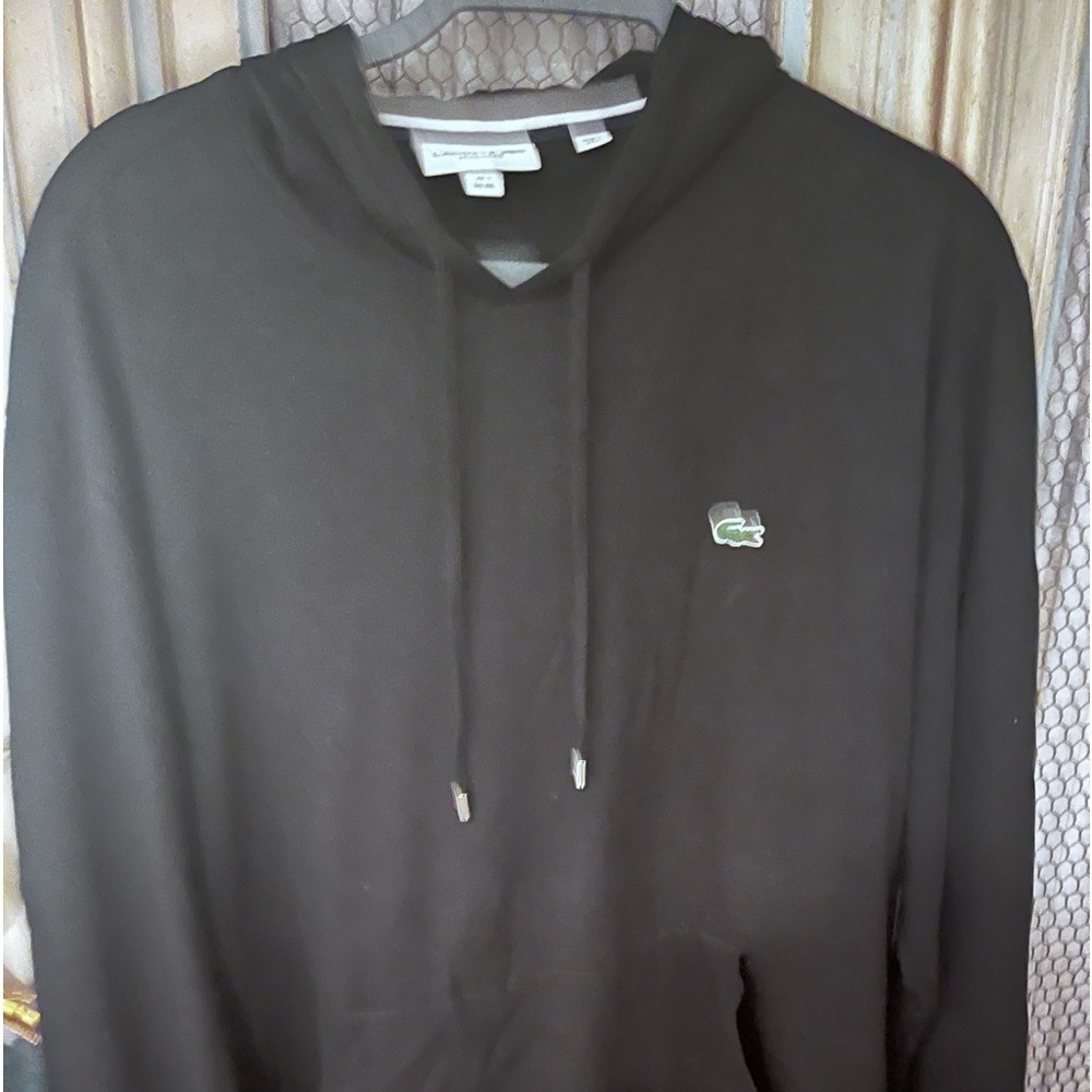 Lacoste cotton long sleeve hoodie, size xxl men’s color Black. Mens/Womens